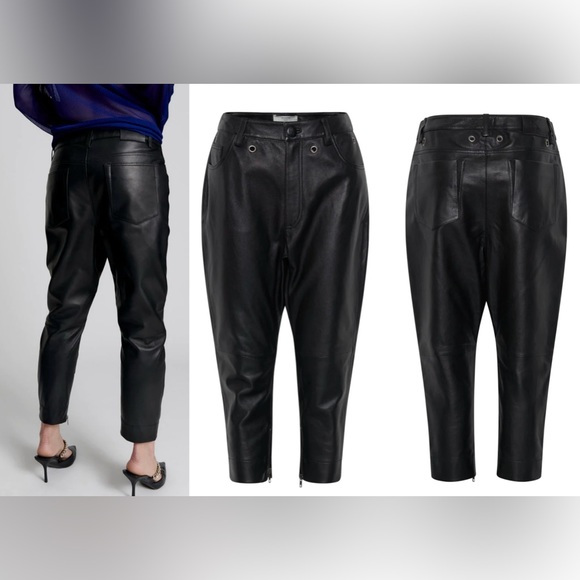 One Tea Spoon Brooklyn cropped Leather Boyfriend Pant - Picture 3 of 16